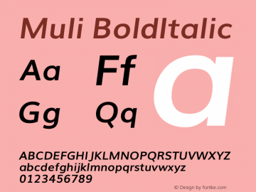 Muli Bold Italic Version 2.0图片样张