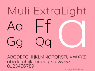 Muli ExtraLight Version 2 Font Sample