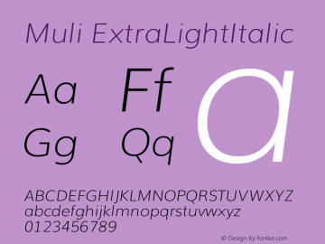 Muli Extra-Light Italic Version 2.0图片样张