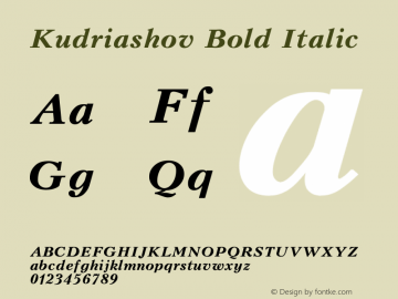 Kudriashov Bold Italic Converted from t:\KUDT.BF1 by ALLTYPE图片样张