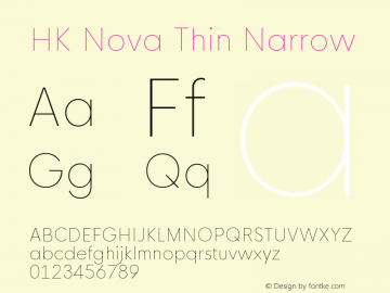HK Nova Thin Narrow 1 Font Sample