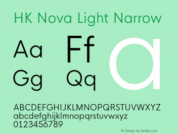 HK Nova Light Narrow 1 Font Sample