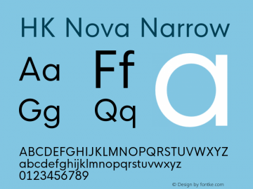 HK Nova Narrow 1 Font Sample