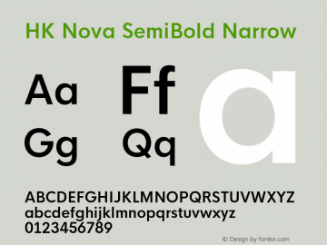 HK Nova SemiBold Narrow 1 Font Sample