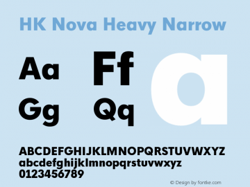 HK Nova Heavy Narrow 1 Font Sample