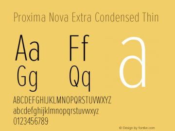 Proxima Nova Extra Condensed Thin Version 2.003 Font Sample