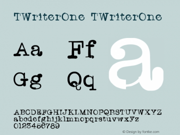 TWriterOne Version 1.0 Font Sample