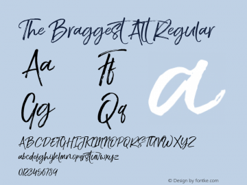 TheBraggestAlt-Regular Version 0.000 Font Sample