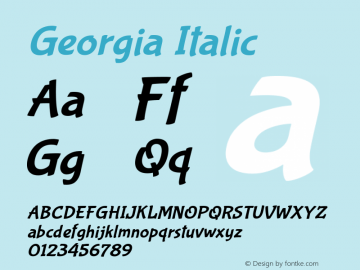 Georgia Italic Version 5.00x-4 Font Sample