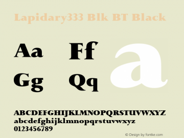 Lapidary333 Blk BT Black mfgpctt-v4.4 Dec 22 1998 Font Sample