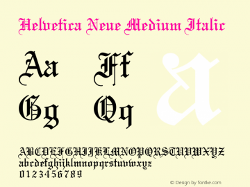 Helvetica Neue Medium Italic 9.0d49e3 Font Sample