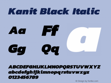 Kanit Black Italic Version 1.001 Font Sample
