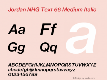 JordanNHGText-66MediumItalic Version 1.000;PS 001.000;hotconv 1.0.57;makeotf.lib2.0.21895 Font Sample