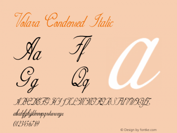 Volara-CondensedItalic Version 1.000 Font Sample