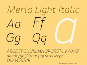 Merlo-LightItalic 1.000 Font Sample