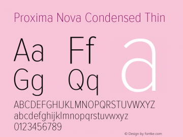 Proxima Nova Condensed Thin Version 2.003 Font Sample