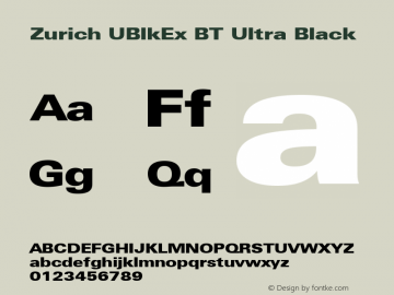 Zurich UBlkEx BT Ultra Black mfgpctt-v1.52 Wednesday, January 13, 1993 4:30:37 pm (EST) Font Sample