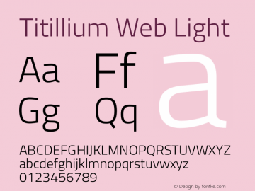 Titillium WebLight Version 1.001;PS 57.000;hotconv 1.0.70;makeotf.lib2.5.55311 Font Sample