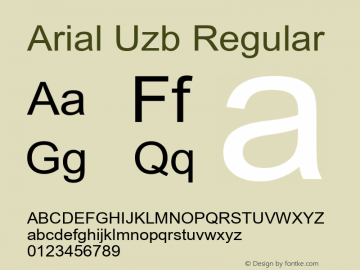 Arial Uzb Version 1.1 - November 1992 Font Sample