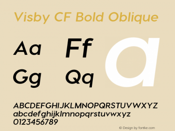 Visby CF Bold Italic Version 2.300;PS 002.300;hotconv 1.0.88;makeotf.lib2.5.64775 Font Sample