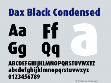 Dax-BlackCondensed Version 001.002; t1 to otf conv图片样张