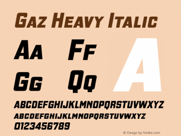 GazHv-Italic Version 1.001 Font Sample