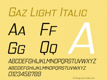 GazLt-Italic Version 1.001 Font Sample