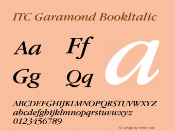 ITC Garamond Book Italic Version 003.001图片样张