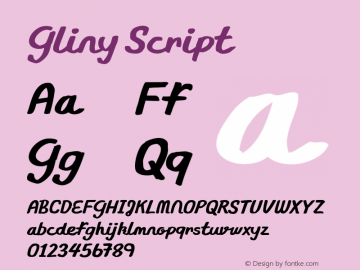 Gliny Script Version 1.000 Font Sample