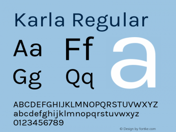 Karla Regular Version 1.000 Font Sample