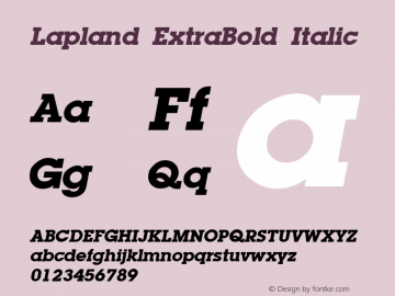 Lapland ExtraBold Italic (C)opyright 1992 WSI:8/23/92 Font Sample