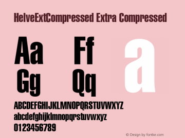 HelveExtCompressed Extra Compressed:001.000 001.000 Font Sample