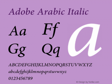 AdobeArabic-Italic Version 1.168 Font Sample