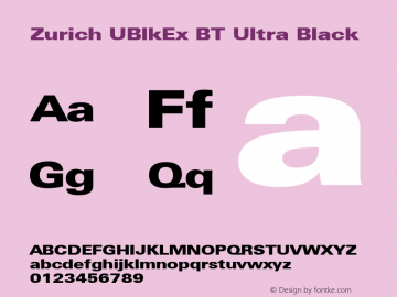 Zurich UBlkEx BT Ultra Black mfgpctt-v1.52 Wednesday, January 13, 1993 4:30:37 pm (EST) Font Sample