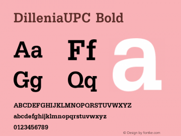 DilleniaUPC Bold Version 2.20 Font Sample