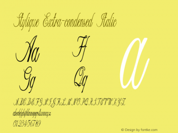 Stylique-ExtracondensedItalic Version 1.000 Font Sample