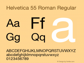 Helvetica 55 Roman Version 3.0; 2002; initial release Font Sample