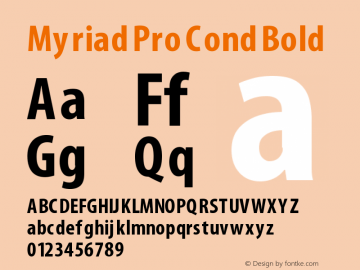 Myriad Pro Cond Bold Version 1.0 Extracted by ASV http://www.buraks.com/asv图片样张