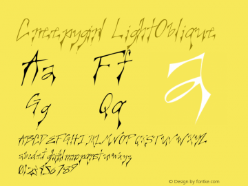 Creepygirl LightOblique Altsys Fontographer 4.1 9/3/96 Font Sample