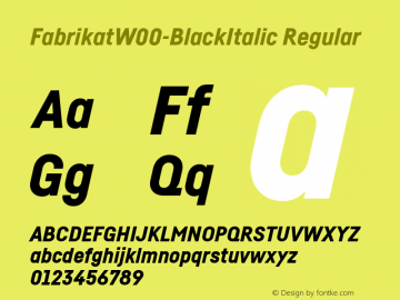 Fabrikat W00 Black Italic Version 2.10 Font Sample