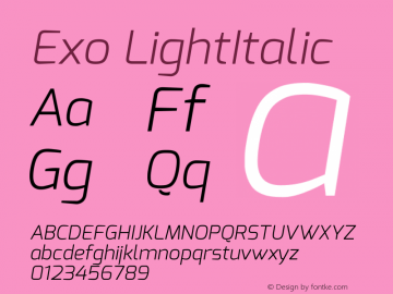 Exo Light Italic Version 1.00图片样张