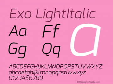 Exo Light Italic Version 1.00 Font Sample