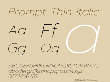 Prompt Thin Italic Version 1.000图片样张