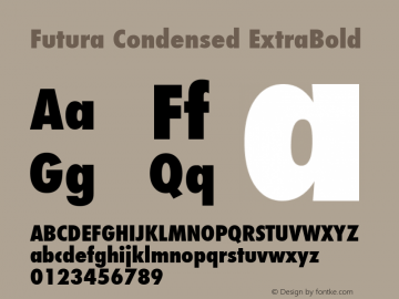 Futura Condensed ExtraBold 5.0d1e1 Font Sample