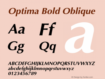 Optima-BoldOblique 001.007 Font Sample