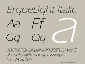 ErgoeLight Italic Altsys Fontographer 3.5  7/9/96 Font Sample