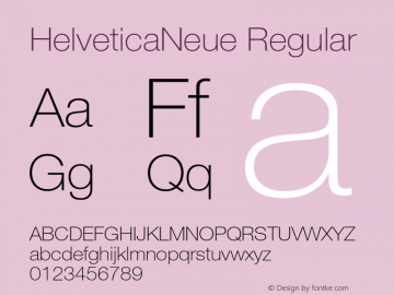 HelveticaNeue-Thin 001.000 Font Sample