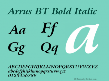 Bitstream Arrus Bold Italic BT spoyal2tt v1.34图片样张