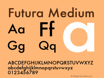 Futura Medium 5.0d1e1 Font Sample