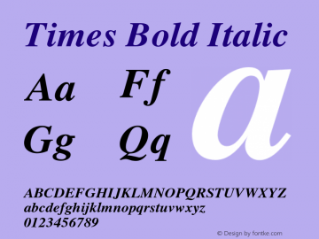 Times-BoldItalic 001.006 Font Sample